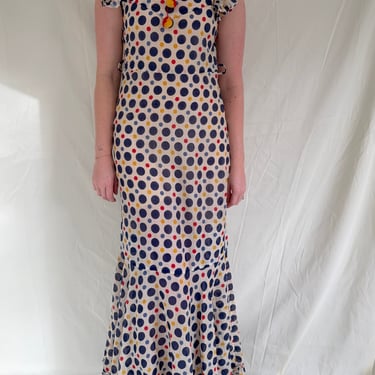 1930's Multicolor Polka Dot Dress