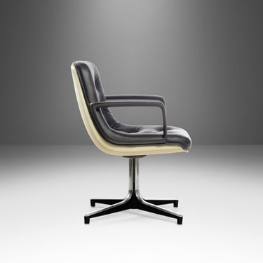 Mid Century Modern Tufted Swivel Office Chair After Charles Pollock, USA, c. 1960s 