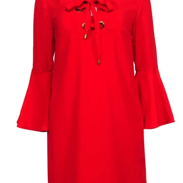 Trina Turk - Red Lace Up Grommet Shift Dress Sz 4