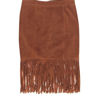 Cusp - Brown Faux Suede Fringed Skirt Sz XS