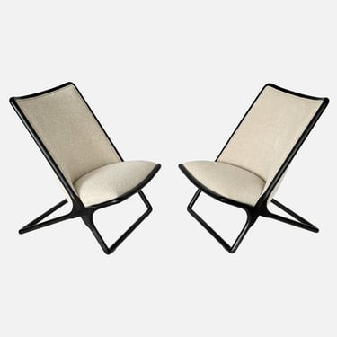 Pair Ward Bennett Scissor Lounge Chairs