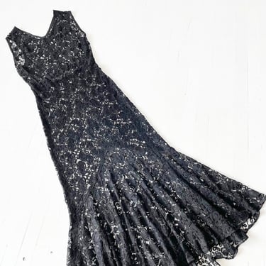 1930s Black Lace Dress 