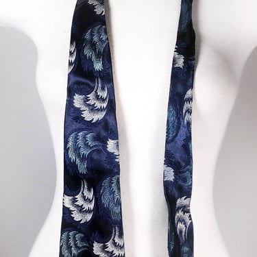 1920's Mens Blue ART DECO Necktie Suit Tie Antique Vintage 1930's Print Abstract Clothing RARE Near Mint 
