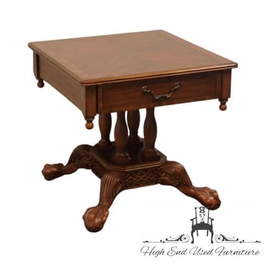HIGH END Bookmatched Mahogany Contemporary Traditional Chippendale Style 26" Carved Clawfoot Accent End Table 