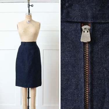 custom made wiggle skirt • vintage indigo red selvedge denim pencil skirt with Talon bell zipper 