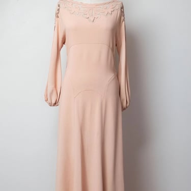 1930s Blush Crepe Dress 