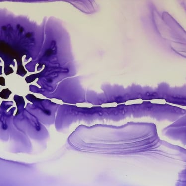 Purple Motor Neuron  - original ink painting of brain cell - neuroscience art 