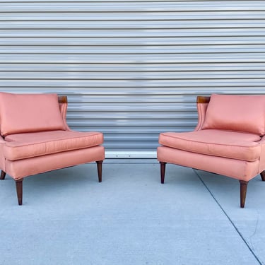 Vintage Sculptural Walnut Lounge Chairs in the Manner of Erwin Lambeth, Pair 