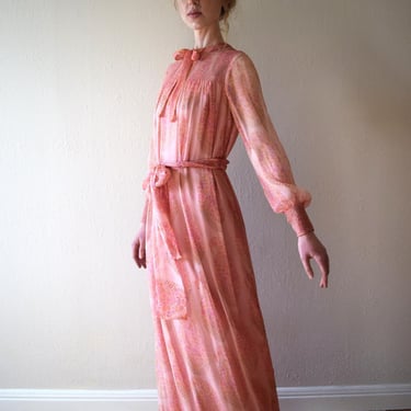 1970s Treacy Lowe dress . vintage silk chiffon gown . size xs to small 