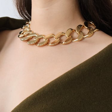 Vintage Chunky Flattened Chain Necklace
