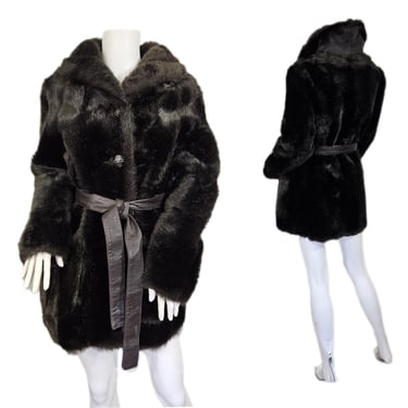 Sears Brown Chubby Faux Fur Coat I Jacket I Sz Med I Mob Wife I Casino 