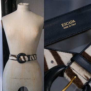 Vintage 80s ESCADA Black Leather Adjustable Belt w/ | The  display picture 1