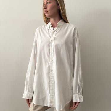 90s Woven Cotton Ralph Lauren Big White Shirt