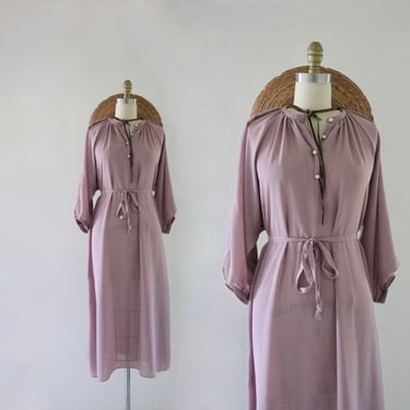 belted mauve chiffon dress m/l 