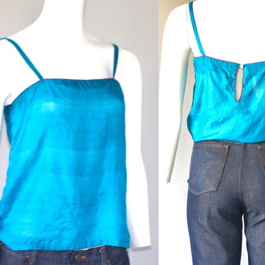 1970s Silk Camisole Tank with Back Button Keyhole  - Gurmeet's San Francisco - Small 
