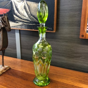 Bohemian Czech. Green Glass Decanter