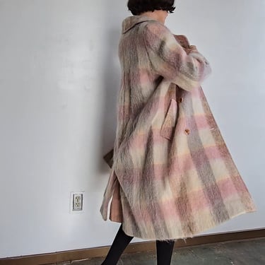 Lilac Sunrise Plaid Mohair Coat (L)