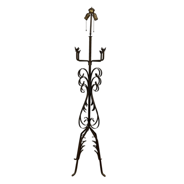 French Art Deco Wrought Iron Floor Lamp