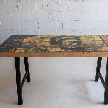 Industrial Painted Butcher Block Dining Table