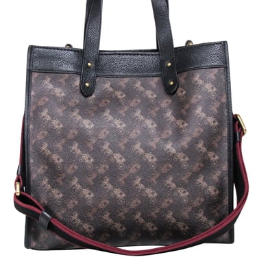 Coach - Dark Brown Field Tote With Horse & Carriage Print