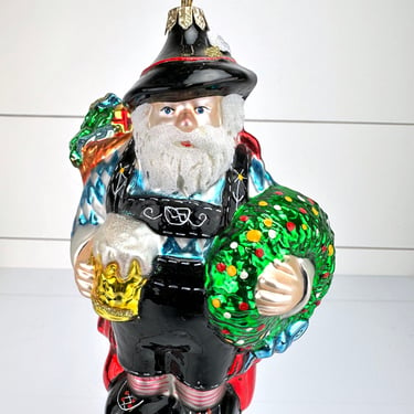Christopher Radko Bavarian Santa Lederhosen Beer Glass Christmas Ornament 