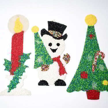Vintage Christmas Melted Popcorn Decoration, Candle, Snowman or Tree, Sold Separately 