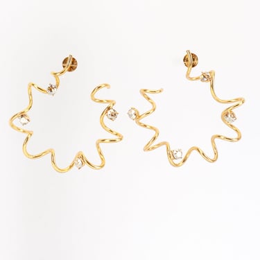 Gold Rhinestone Coil Hoop Earrings