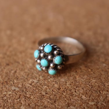 Turquoise Cluster RING / Sterling Silver Jewelry / Southwest Ring 4 3/4 
