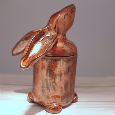 Handbuilt Ceramic Bunny Storage Jar -Fine Ceramic Ware - Original Clay Art -Small Batch Handbuilt Pottery 