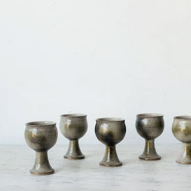 Set of Five Stoneware Tumblers | Signed by Artist
