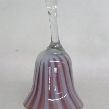 Hand Blown Pink and White Striped Glass Bell 3149B