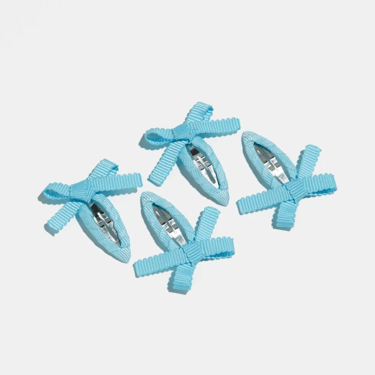 Chunks - Mini Bow Snap Clips in Baby Blue