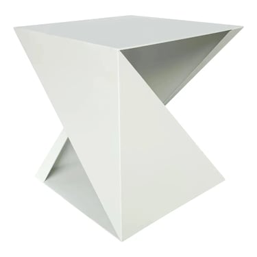 Daryl Carter for Baker Modern White Geometric Metal Fold Accent Table