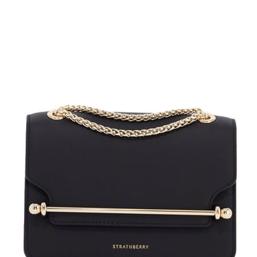 Strathberry Black East/West Mini Calfskin Bag With Gold Chain Women