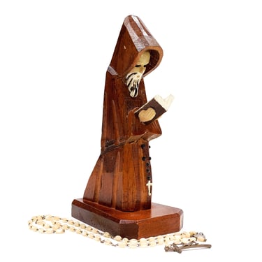 VINTAGE: 8.75" Carved Wood Religious Figurine - Bishop, Archbishop, Saint, Monk, Pastor, Padre, Priest,Chaplin - SKU 24-B-00030130 