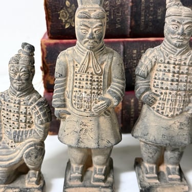 Vintage Set of Terracotta Warriors Qin Dynasty China Figurines Original Box China Chinoiserie Statue Asian Decor Set of 5 Qin Shi Huang 