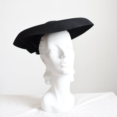 1940s Black Platter Hat 