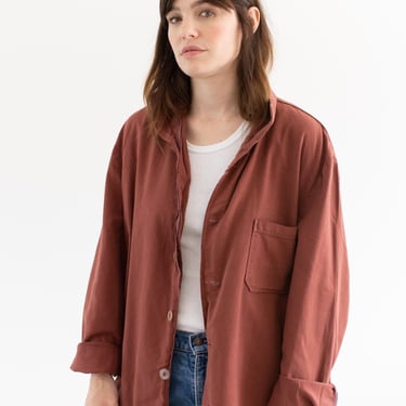 The Illustrator Shirt in Brick Red | Vintage Flannel Shirt Jacket | Pajama Pyjama Blouse | L XL | 