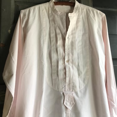 French Mens Pink Dress Shirt, Edwardian Formal Wear, Stud Collar, Collarless, Period Clothing 