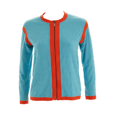 Chanel Blue + Orange Terry Zip-Up Top