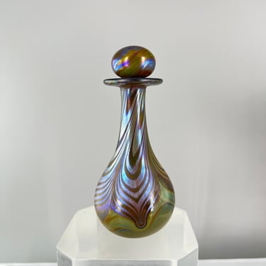 Gilvey Art Signed Perfume Glass Bottle John Vintage 1980 Studio Design Feathered 