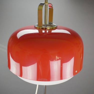 MCM Red and White Floor Lamp,Meblo for Guzzini Light,Model Medusa,Luigi Massoni Design,Retro Floor Lamp,Chrom and Plastic Lamp Italy 70's 