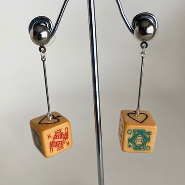 Art Deco earrings  large Galalith Geometric Cube dice earrings jazz age modernist Art Deco earrings bakelite earrings by BakeliteBa