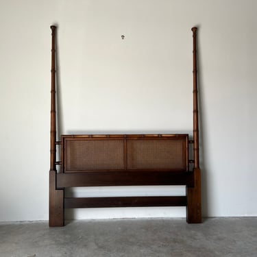 Vintage Wood and Cane Queen Size Headboard by Henredon 