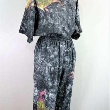 Painted Pony - Hand Painted - Jumpsuit - Circa 1980-90s - Estimated size S/M  by Artist Monica Urbanik 