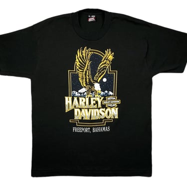 Vintage 80s/90s Harley Davidson Motorcycles Soaring Eagle Freeport Bahamas Biker Shop Graphic T-Shirt Size Large 