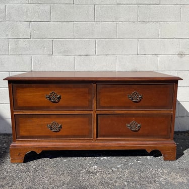 Vintage Console Media Cabinet Wood Entry Way Bench Mid Century Modern Regency Table Low Storage Credenza Server Buffet CUSTOM PAINT AVAIL 