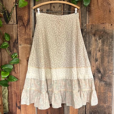 Vintage 70s Gunne Sax Prarie Skirt Dress floral print size 28 waist 