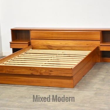 Danish Modern Teak Queen Bed 