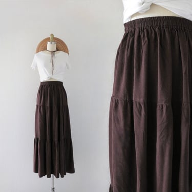 tiered chocolate maxi skirt - 28-36 